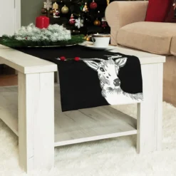 Bieżnik świąteczny czarny 35x140 Rudolf