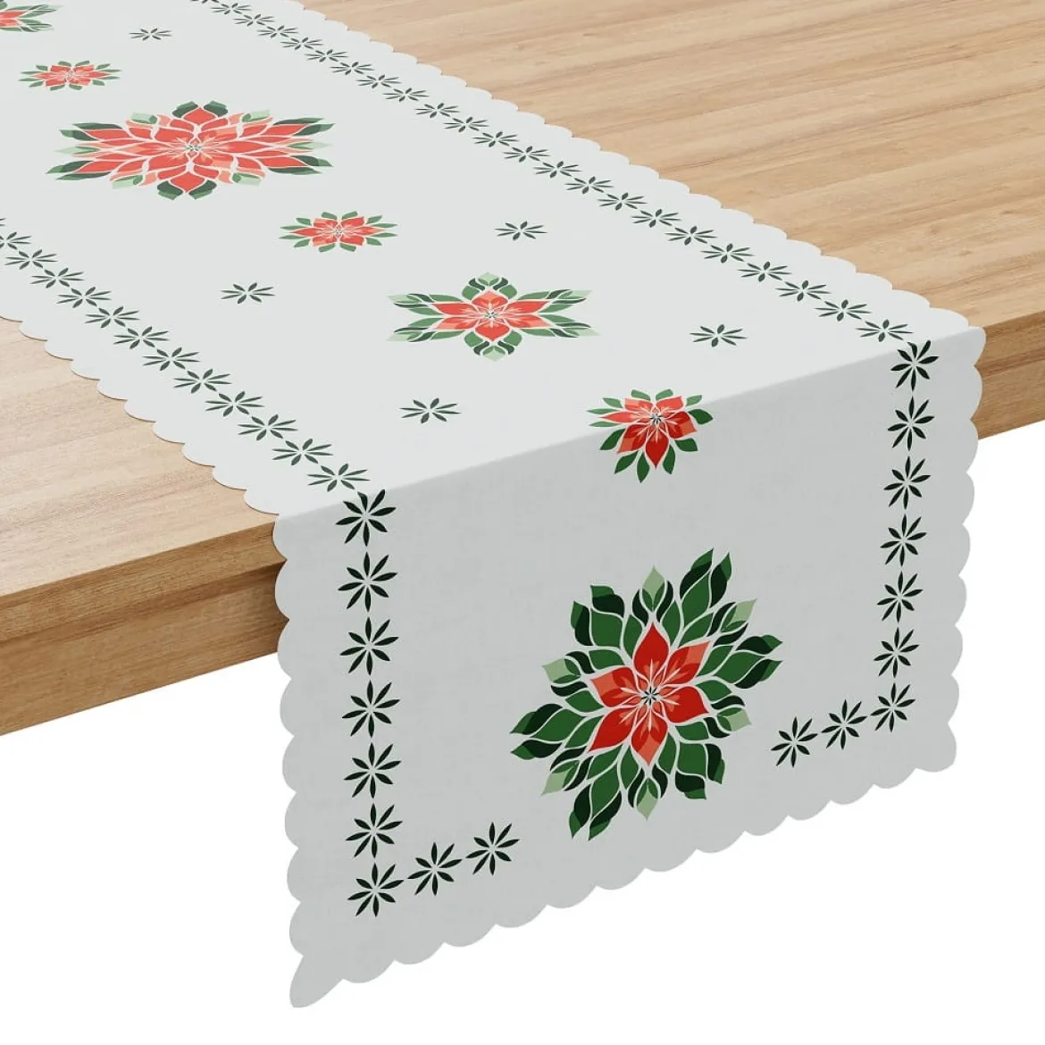 Bieżnik wodoodporny świąteczny 38x140 Gwiazda Betlejemska w folkowym stylu