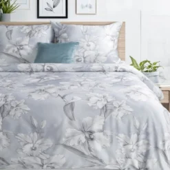 Ekskluzywna pościel Premium 220x200 w delikatny, szkicowy wzór kwiatowy