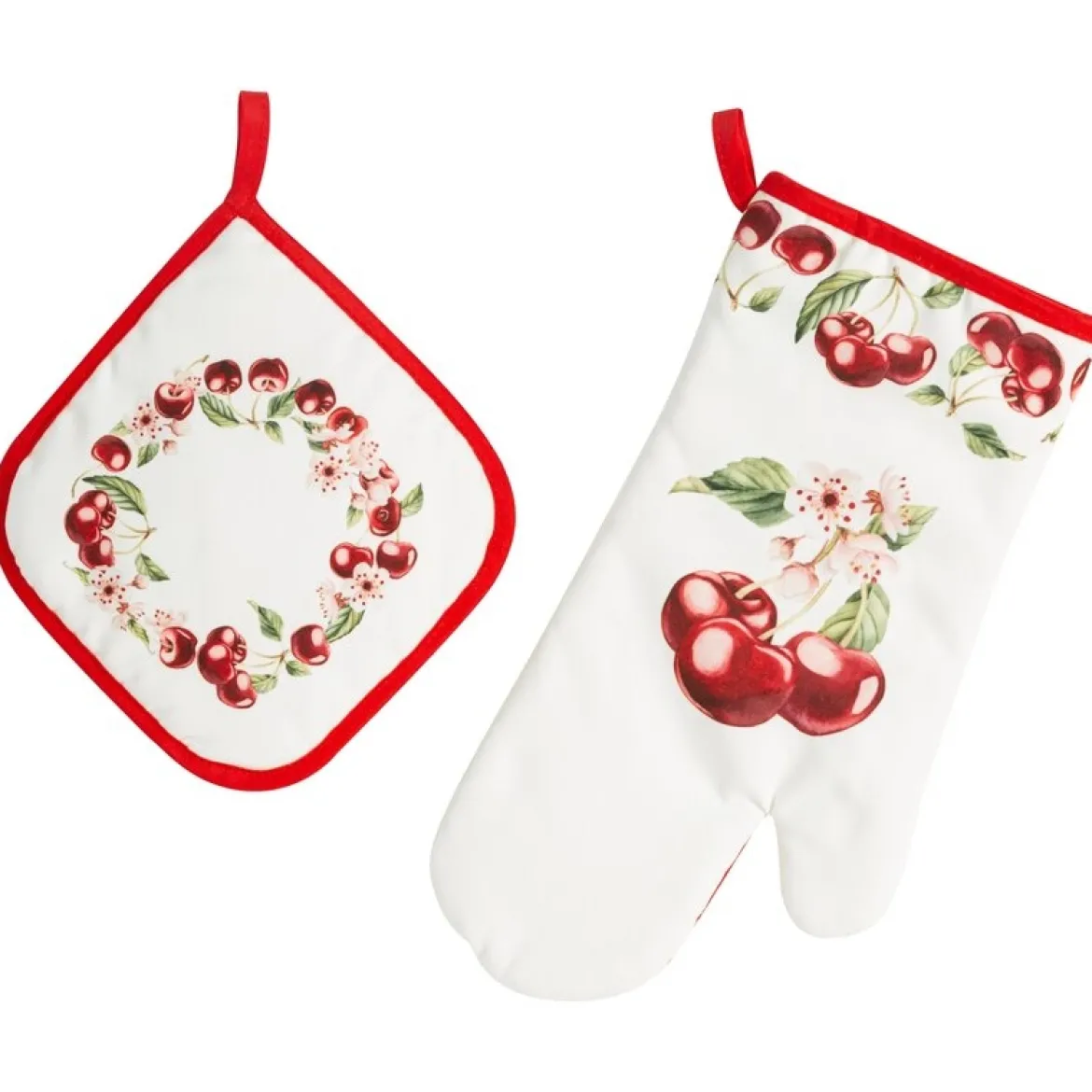 Komplet kuchenny Wiśnie- rękawica + podkładka