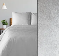 Komplet pościeli adamaszek 160x200 białej z żakardowym wzorem