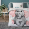 Komplet pościeli bawełnianej do łóżeczka 100x135 Słonik Pomarańczowe Uszy