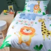 Komplet pościeli bawełnianej do łóżeczka niebieski słonik 100x135 Przyjaciele z dżungli