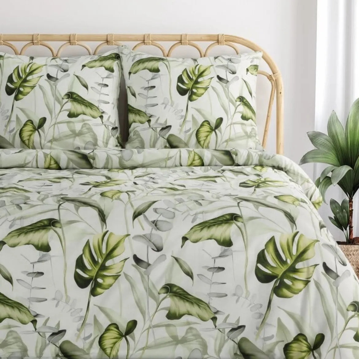 Komplet pościeli bawełnianej w liście tropikalne 140x200 Ellen