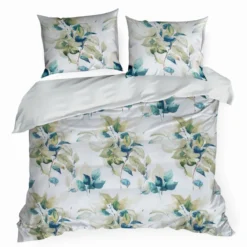 Komplet pościeli białej Sonia 100% bawełniana 220x200 w liście