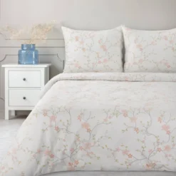 Komplet pościeli białej Sonia 100% bawełniana 160x200 drobne kwiatuszki