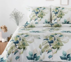 Komplet pościeli białej Sonia 100% bawełniana 160x200 w liście