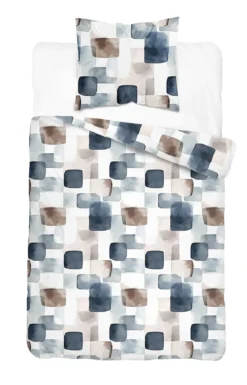 Komplet pościeli Home Satin z satyny bawełnianej 140x200 w geometryczną granatową mozaikę