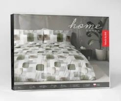 Komplet pościeli Home Satin z satyny bawełnianej 140x200 w geometryczną zieloną mozaikę