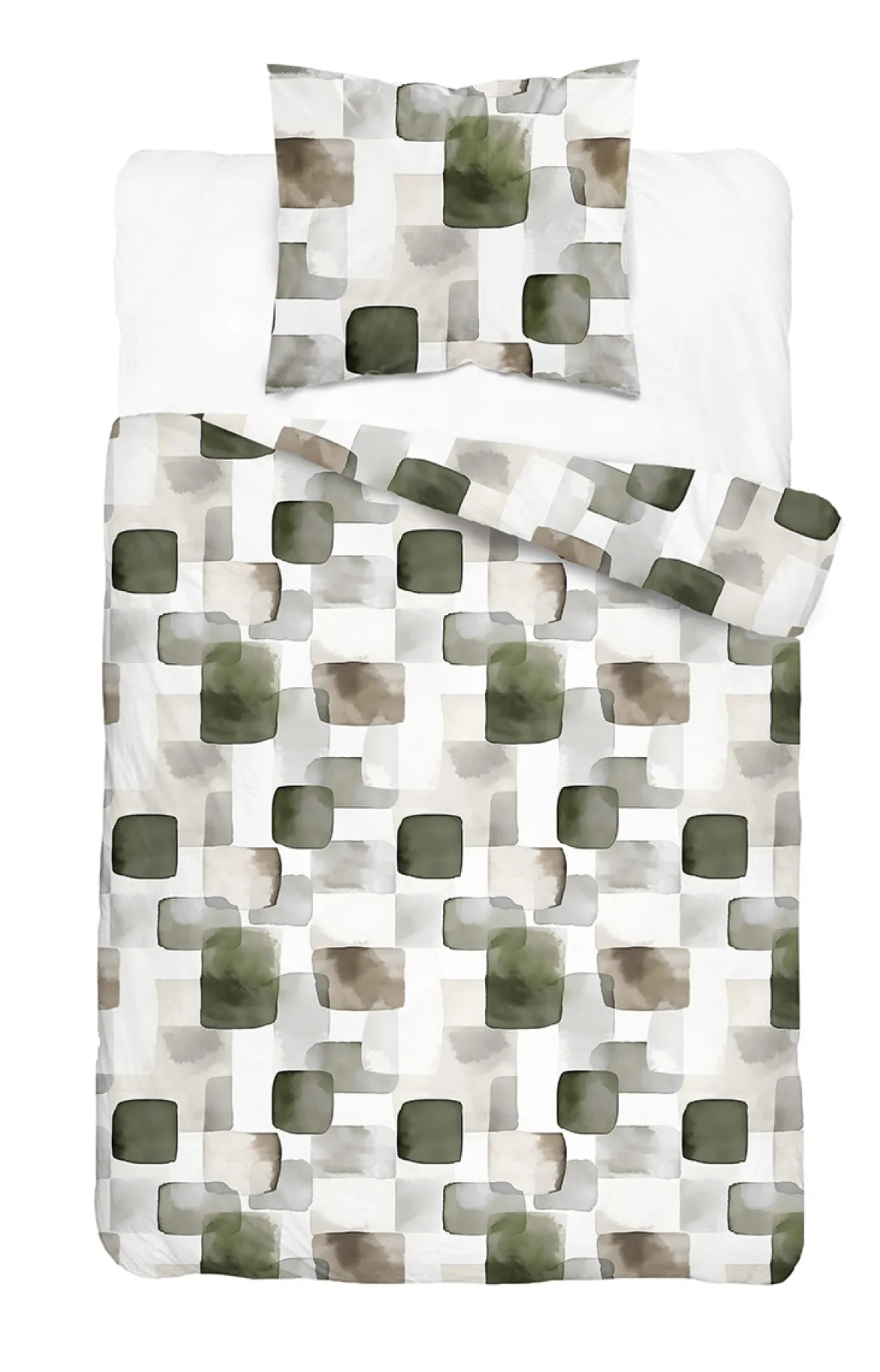Komplet pościeli Home Satin z satyny bawełnianej 140x200 w geometryczną zieloną mozaikę