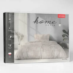 Komplet pościeli Home Satin z satyny bawełnianej beżowej 140x200 w leśny wzór