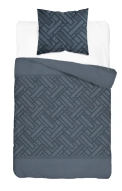 Komplet pościeli Home Satin z satyny bawełnianej granatowej 140x200 geometryczny wzór