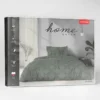 Komplet pościeli Home Satin z satyny bawełnianej oliwkowej 140x200 w geometryczny wzór
