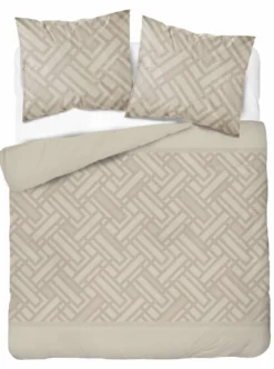 Komplet pościeli Home Satin z satyny bawełnianej beżowej 160x200 geometryczny wzór