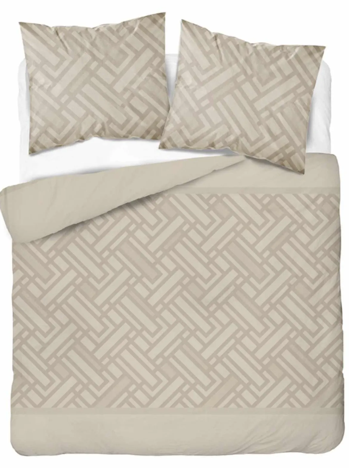 Komplet pościeli Home Satin z satyny bawełnianej beżowej 160x200 geometryczny wzór
