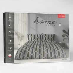 Komplet pościeli Home Satin z satyny bawełnianej 160x200 w geometryczne pierścienie