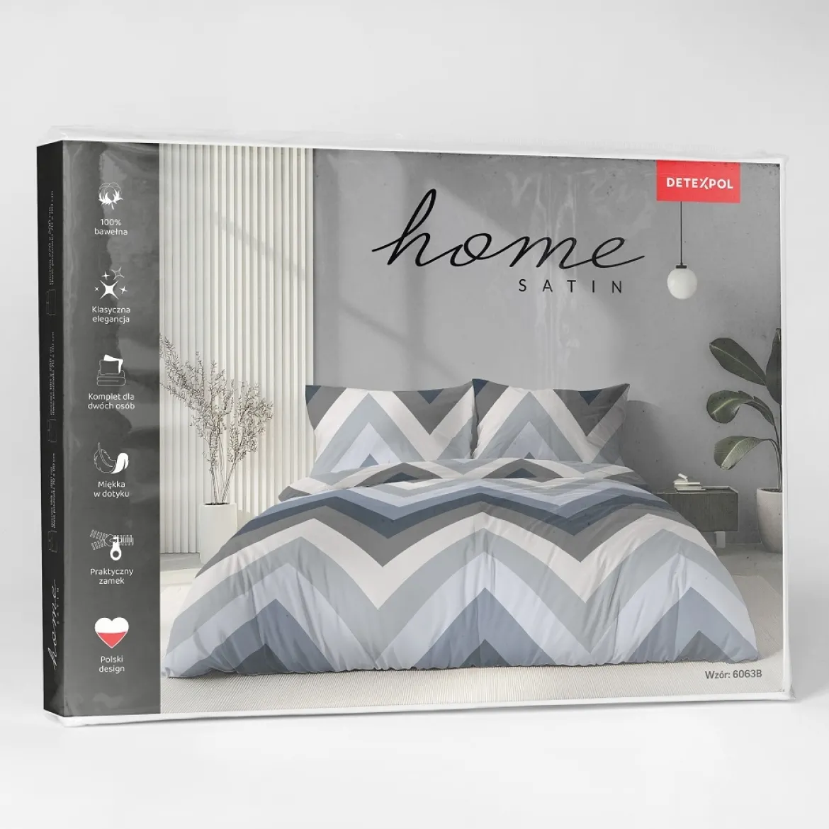 Komplet pościeli Home Satin z satyny bawełnianej 160x200 w geometryczne zygzaki