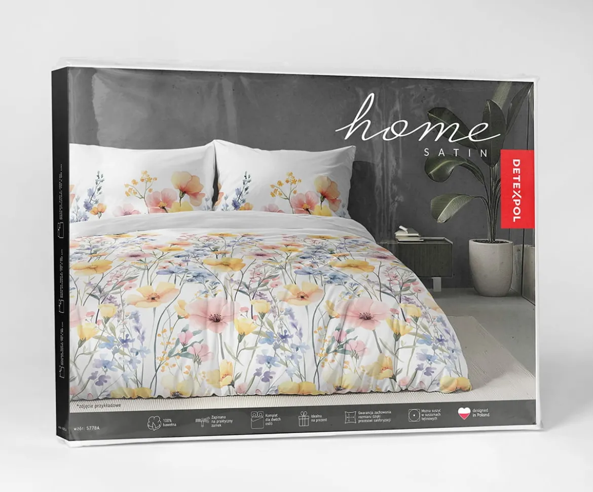 Komplet pościeli Home Satin z satyny bawełnianej 160x200 w kolorowe wiosenne kwiaty