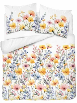 Komplet pościeli Home Satin z satyny bawełnianej 160x200 w kolorowe wiosenne kwiaty