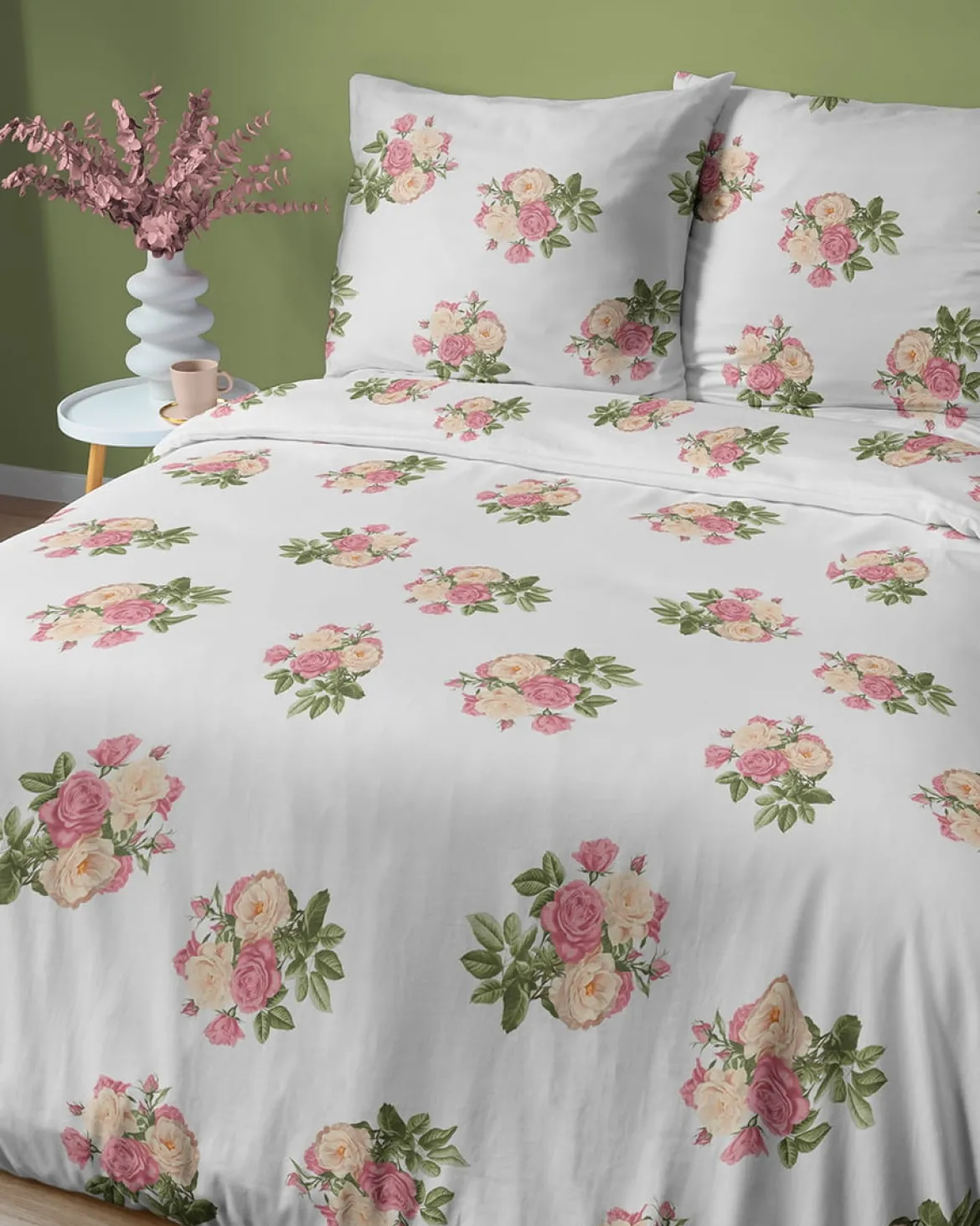 Komplet pościeli Home Satin z satyny bawełnianej 160x200 w różane bukiety