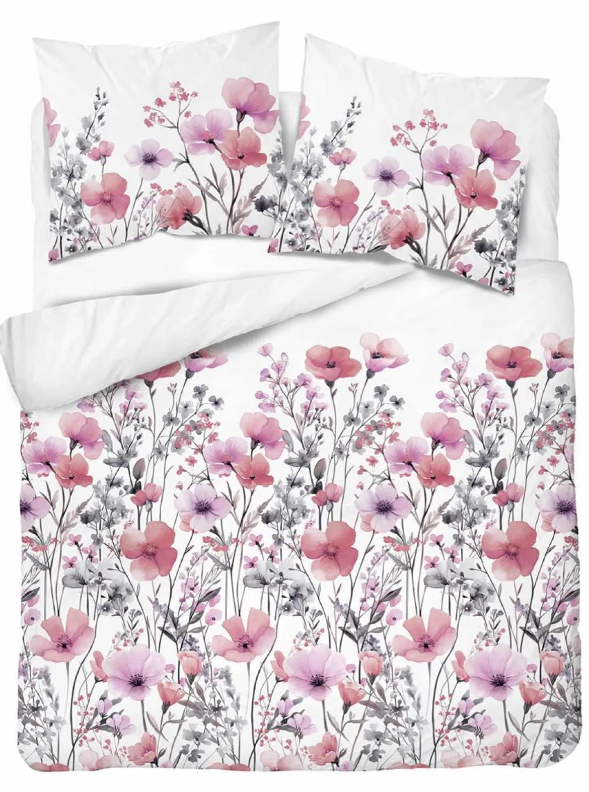 Komplet pościeli Home Satin z satyny bawełnianej 160x200 w różowe i fioletowe kwiaty