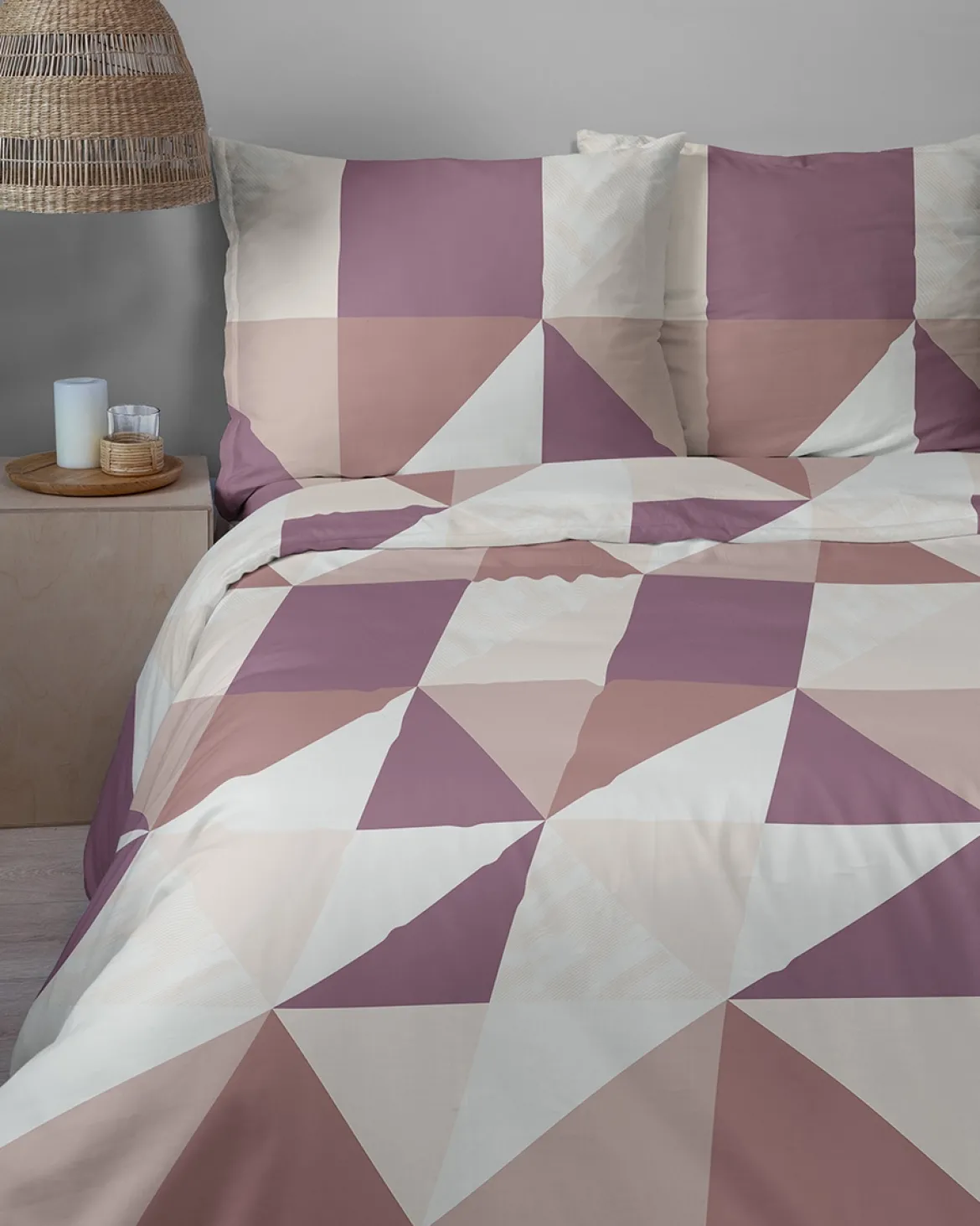 Komplet pościeli Home Satin z satyny bawełnianej 160x200 w trójkąty i kwadraty