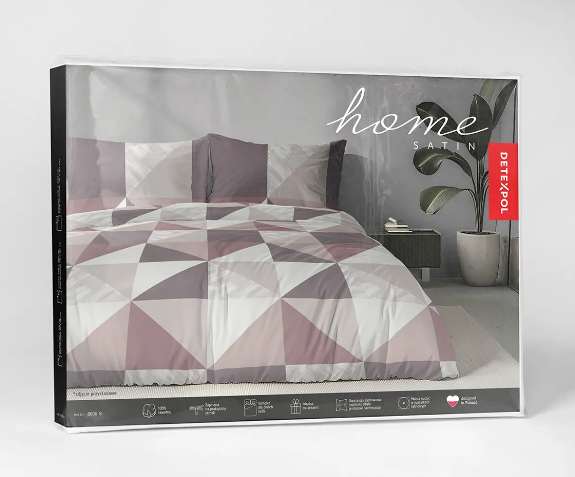Komplet pościeli Home Satin z satyny bawełnianej 160x200 w trójkąty i kwadraty