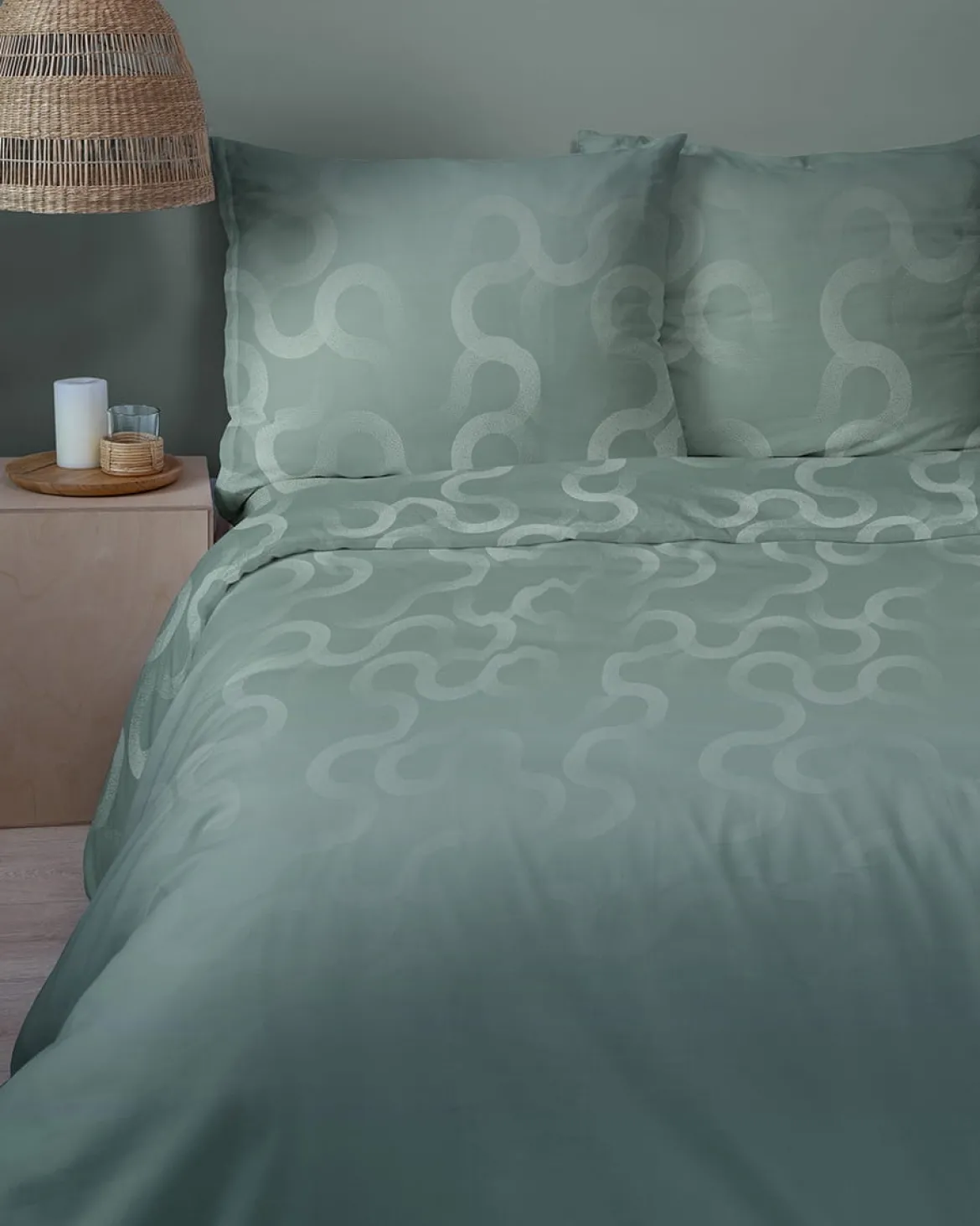 Komplet pościeli Home Satin z satyny bawełnianej 160x200 w zieleń szałwiową