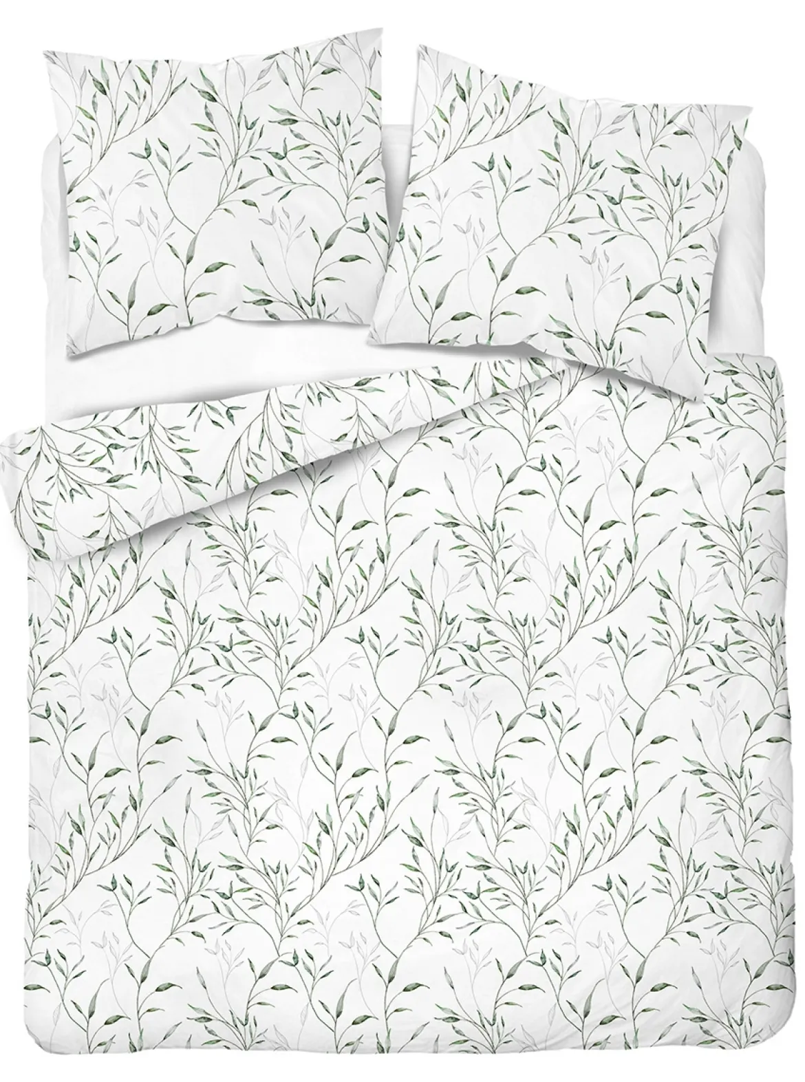 Komplet pościeli Home Satin z satyny bawełnianej 160x200 w zielone gałązki