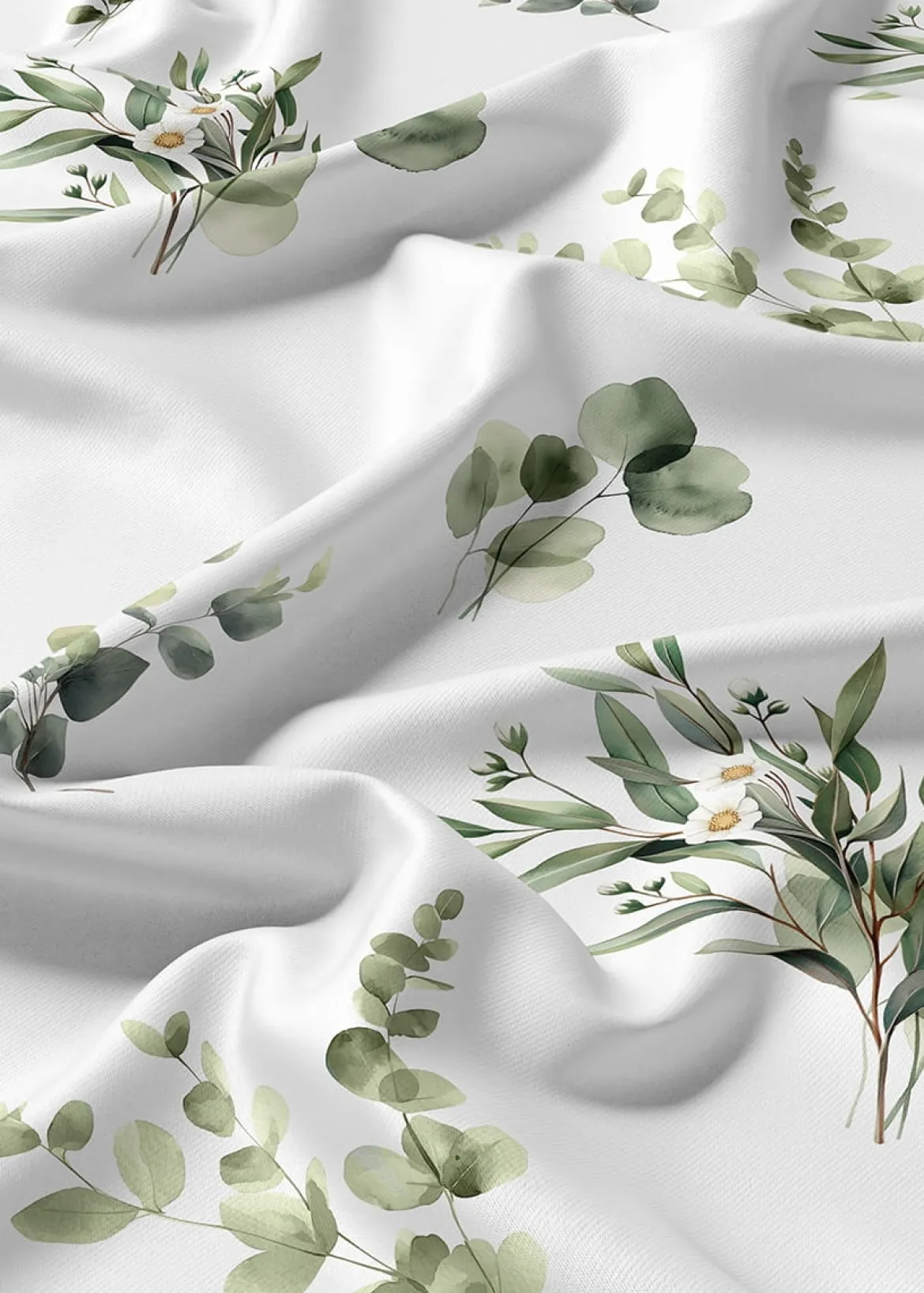 Komplet pościeli Home Satin z satyny bawełnianej 160x200 w zielone gałązki eukaliptusa