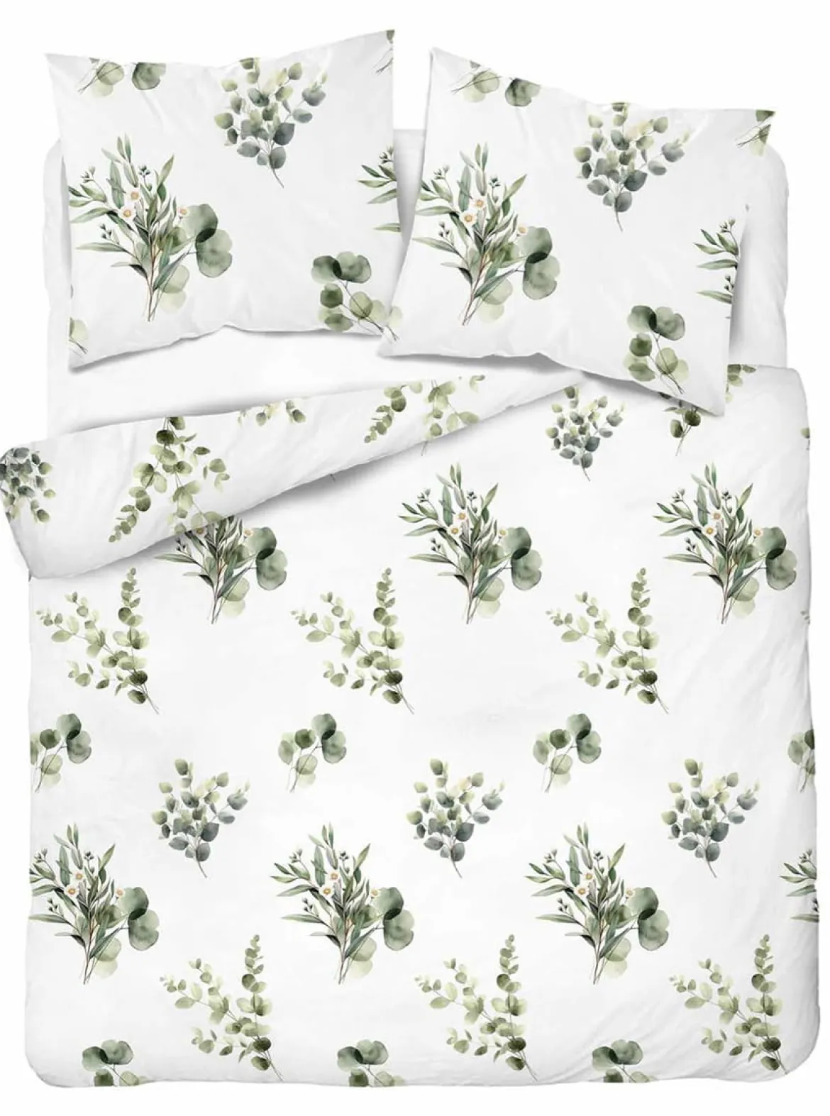 Komplet pościeli Home Satin z satyny bawełnianej 160x200 w zielone gałązki eukaliptusa