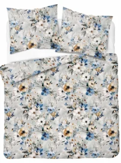 Komplet pościeli Home Satin z satyny bawełnianej 160x200 w akwarelowe kwiaty