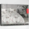 Komplet pościeli Home Satin z satyny bawełnianej 160x200 w beżowe gałązki eukaliptusa