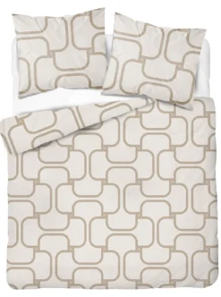 Komplet pościeli Home Satin z satyny bawełnianej beżowej 160x200 geometryczny wzór