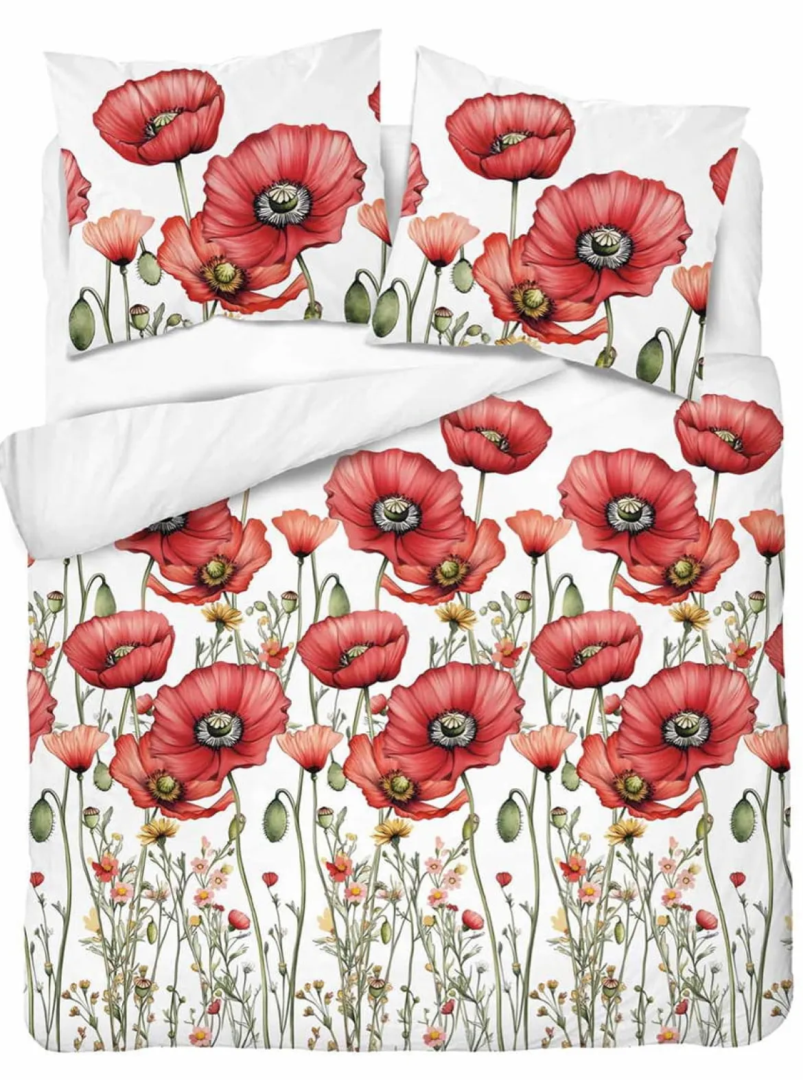 Komplet pościeli Home Satin z satyny bawełnianej 160x200 w czerwone maki