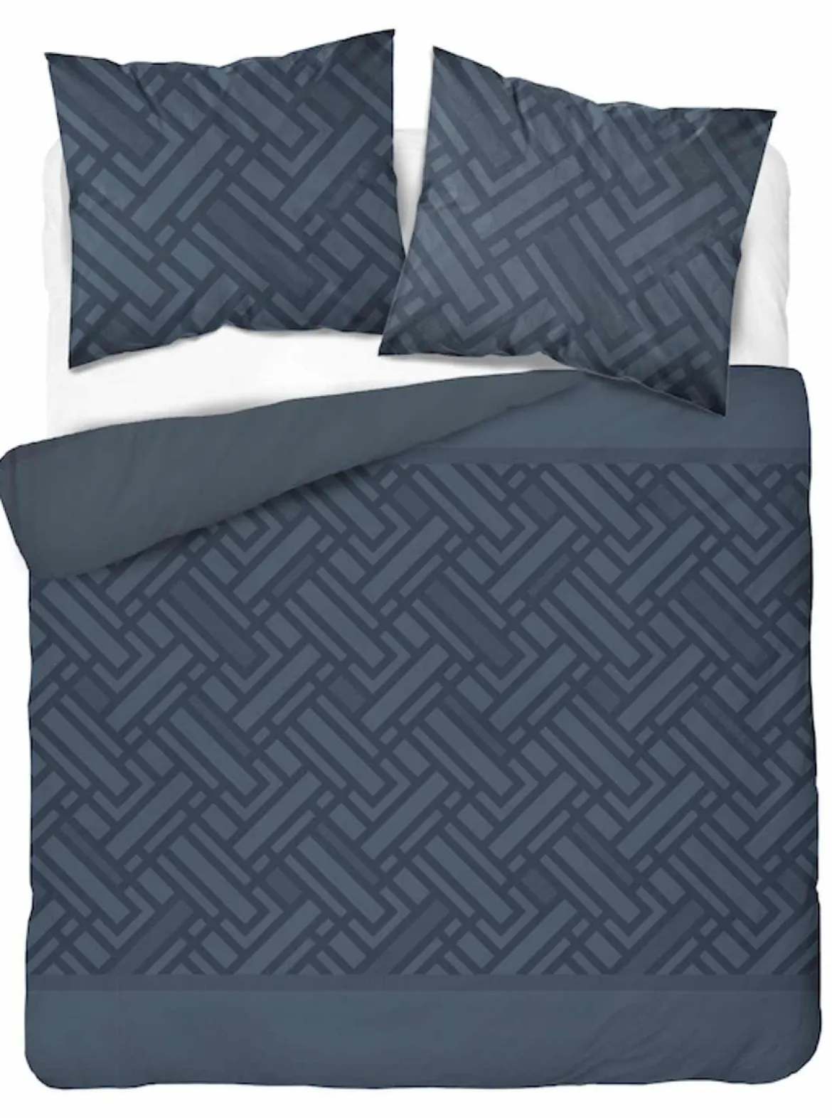 Komplet pościeli Home Satin z satyny bawełnianej granatowej 160x200 geometryczny wzór