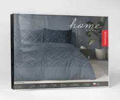 Komplet pościeli Home Satin z satyny bawełnianej granatowej 160x200 geometryczny wzór