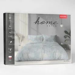 Komplet pościeli Home Satin z satyny bawełnianej jasnoniebieska 160x200 w leśny wzór