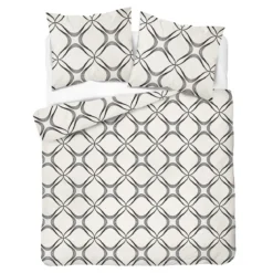 Komplet pościeli Home Satin z satyny bawełnianej kremowej 160x200 w geometryczny wzór