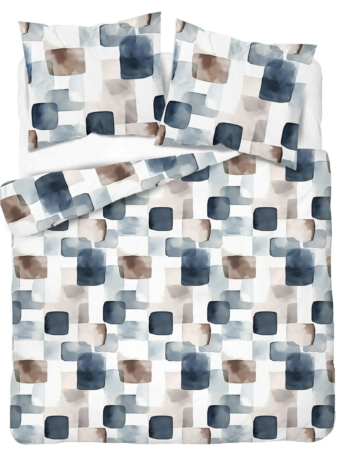 Komplet pościeli Home Satin z satyny bawełnianej 220x200 w geometryczną granatową mozaikę