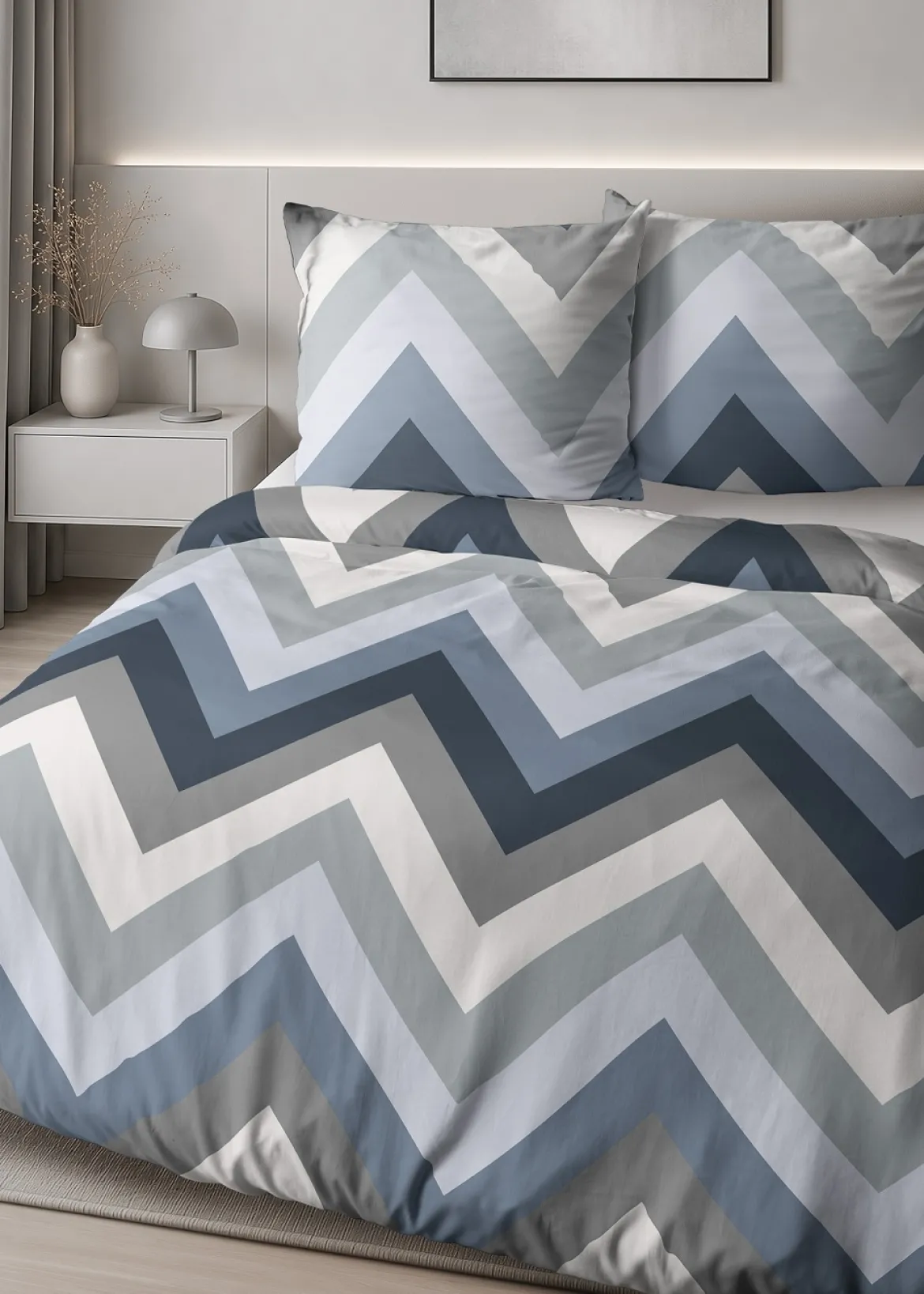 Komplet pościeli Home Satin z satyny bawełnianej 180x200 w geometryczne zygzaki