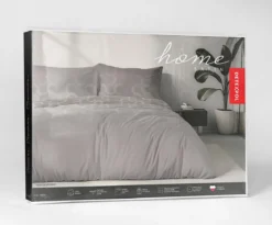 Komplet pościeli Home Satin z satyny bawełnianej szarej 180x200 we wzór geometryczny