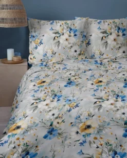 Komplet pościeli Home Satin z satyny bawełnianej 220x200 w akwarelowe kwiaty