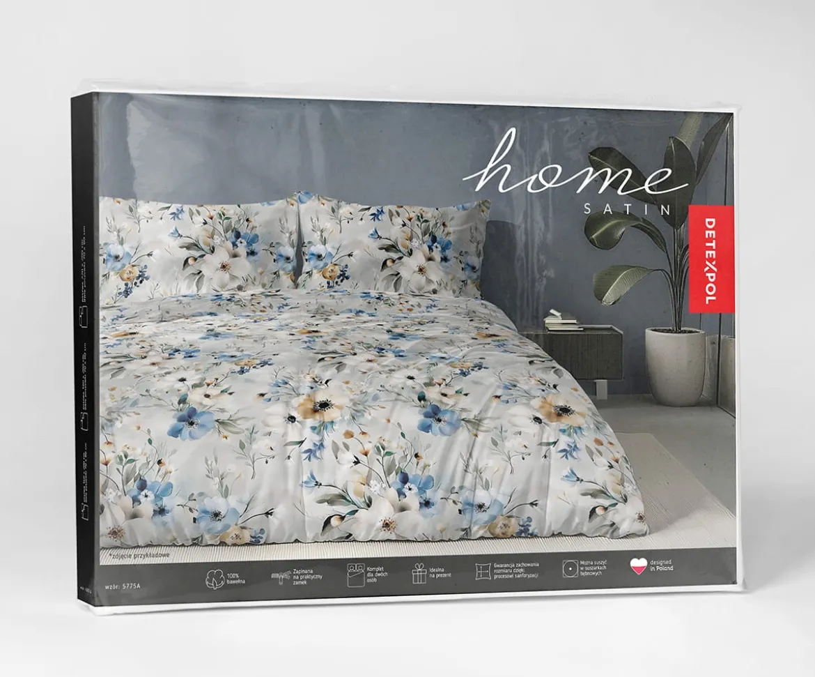 Komplet pościeli Home Satin z satyny bawełnianej 220x200 w akwarelowe kwiaty