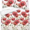 Komplet pościeli Home Satin z satyny bawełnianej 220x200 w czerwone maki