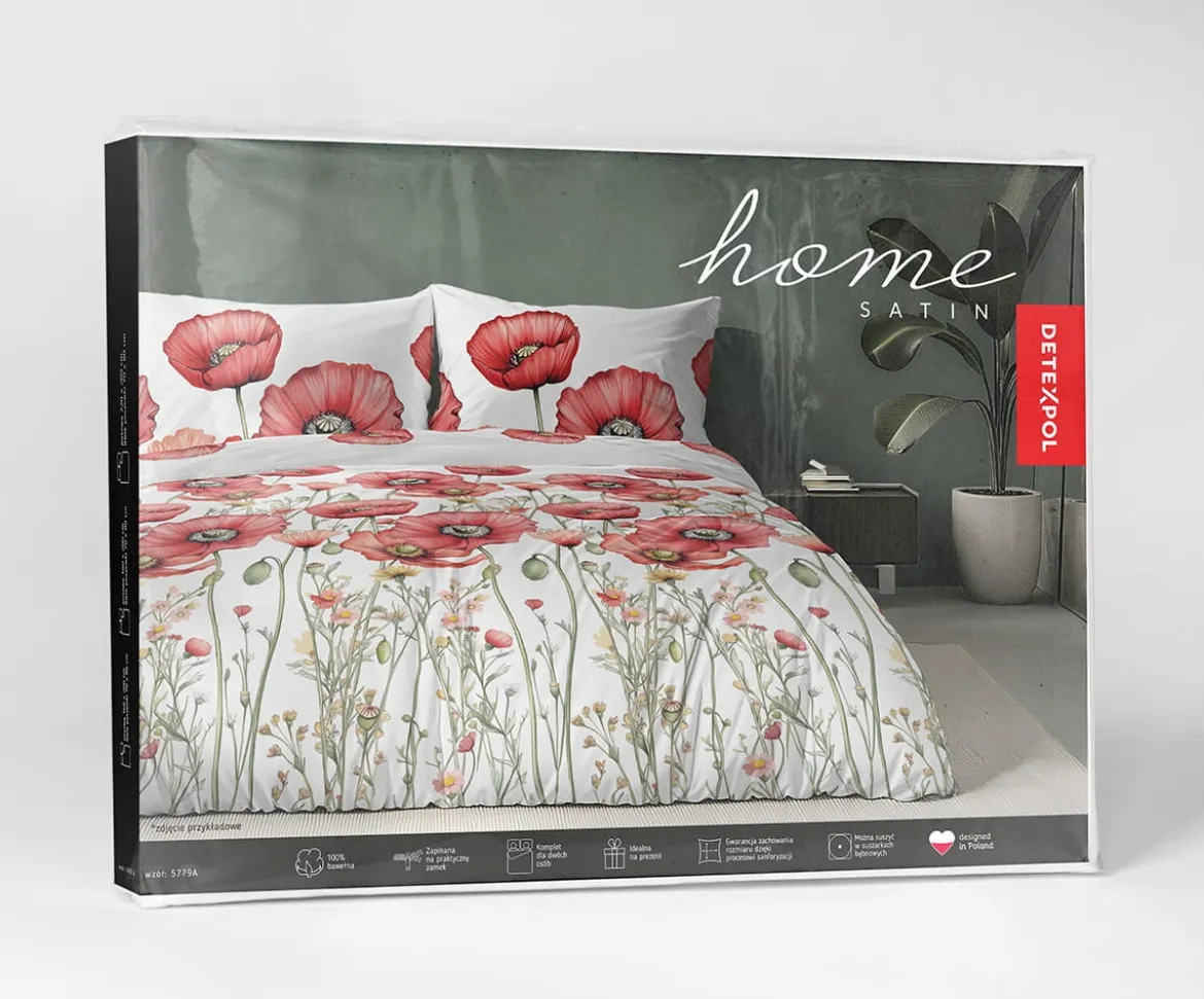 Komplet pościeli Home Satin z satyny bawełnianej 220x200 w czerwone maki