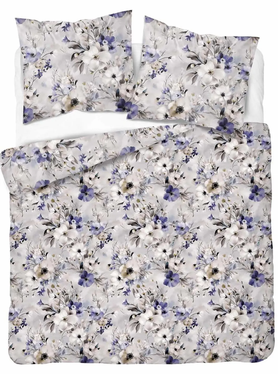 Komplet pościeli Home Satin z satyny bawełnianej 220x200 w fioletowe i kremowe kwiaty