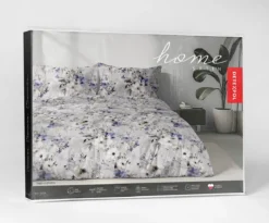 Komplet pościeli Home Satin z satyny bawełnianej 220x200 w fioletowe i kremowe kwiaty