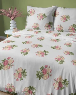 Komplet pościeli Home Satin z satyny bawełnianej 220x200 w różane bukiety