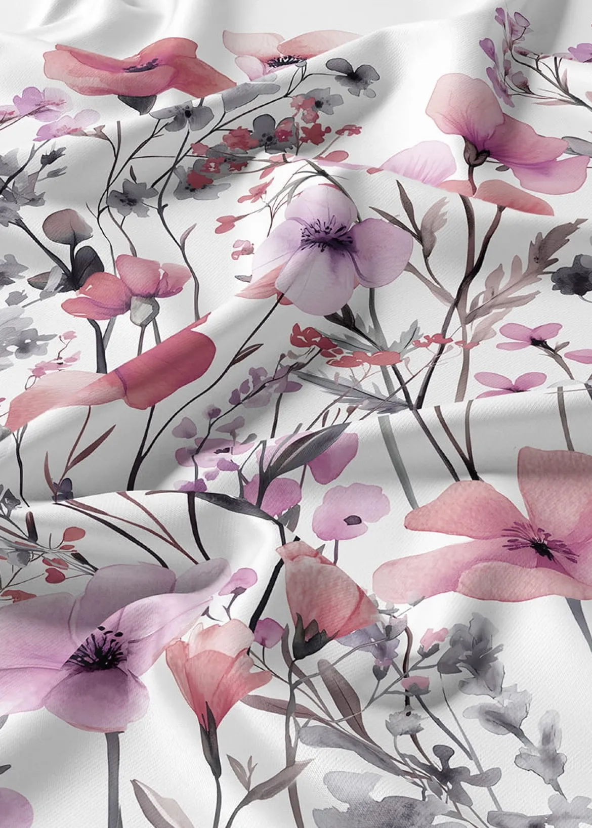 Komplet pościeli Home Satin z satyny bawełnianej 220x200 w różowe i fioletowe kwiaty